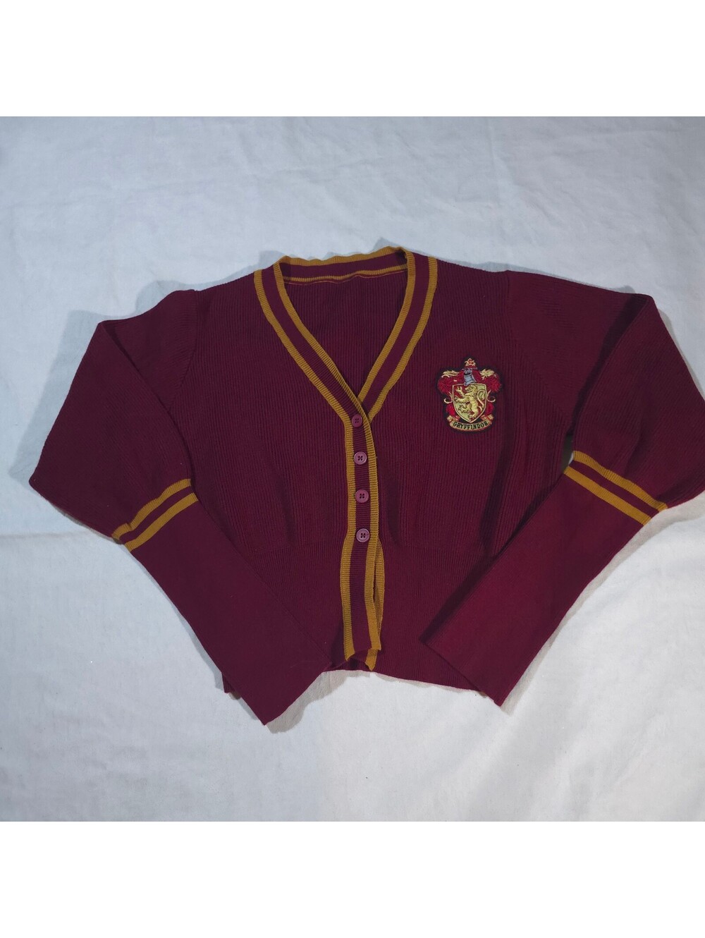 ROMWE Harry Potter Gryffindor Embroidered Cardigan Sweater Size L